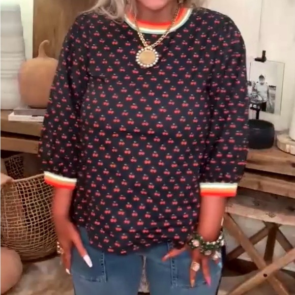 NWT Jodifil Women's Trim Accent Cherry Top. - Picture 2 of 7